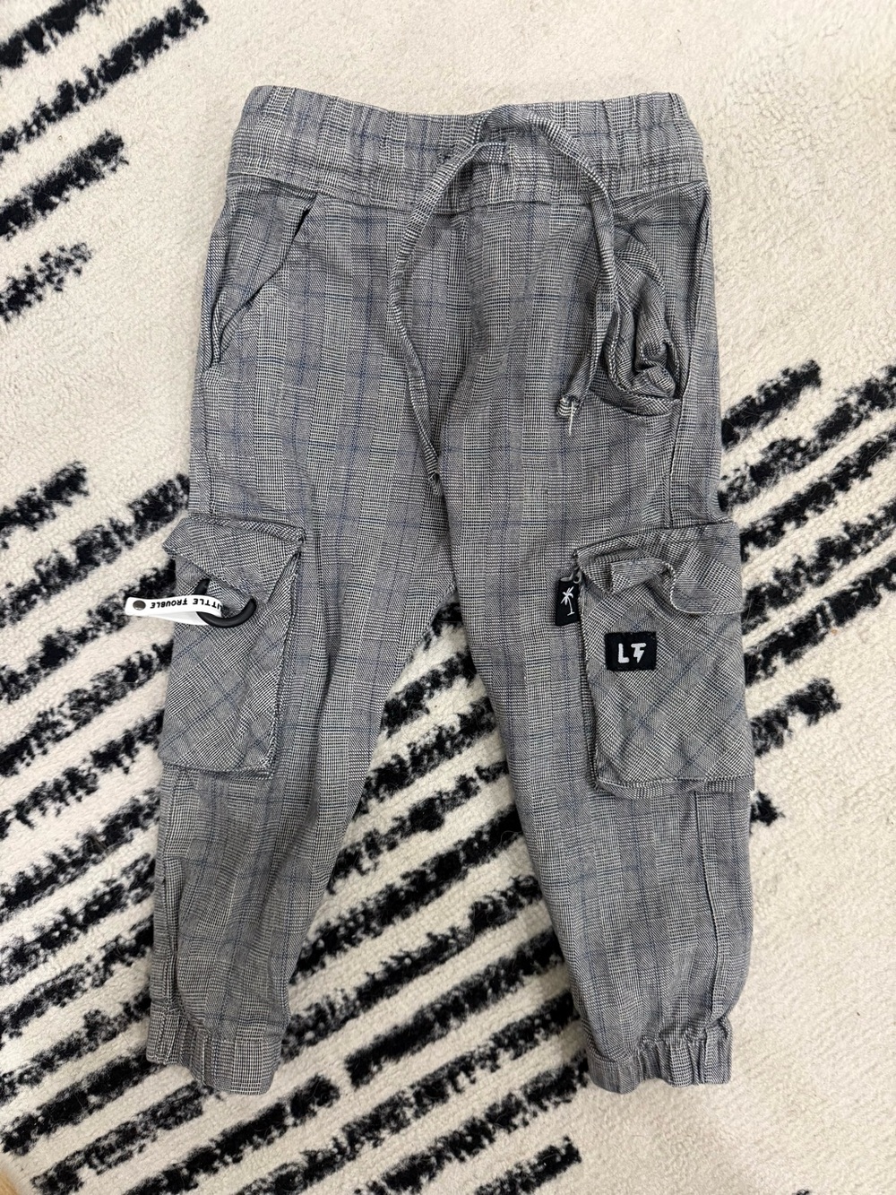 Little trouble plaid cargo joggers